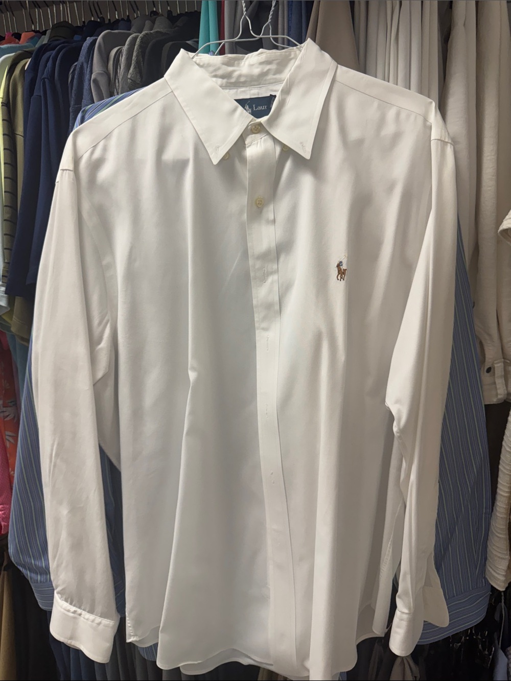 Ralph Lauren White Long Sleeve Dress Shirt with Pony Logo